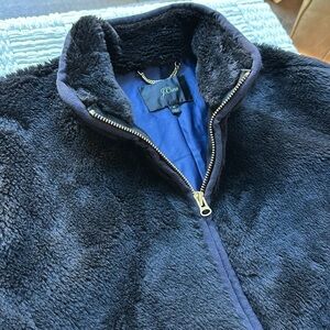 J. Crew Black Fleece faux fur Long tunic coat